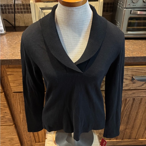Rafaella Black Shawl Collar Top - Picture 1 of 5
